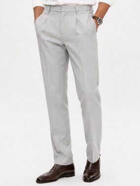 CALVIN KLEIN Men's Slim Fit Gray Grey Wool Blend Dress Pants Slacks 42 x 32